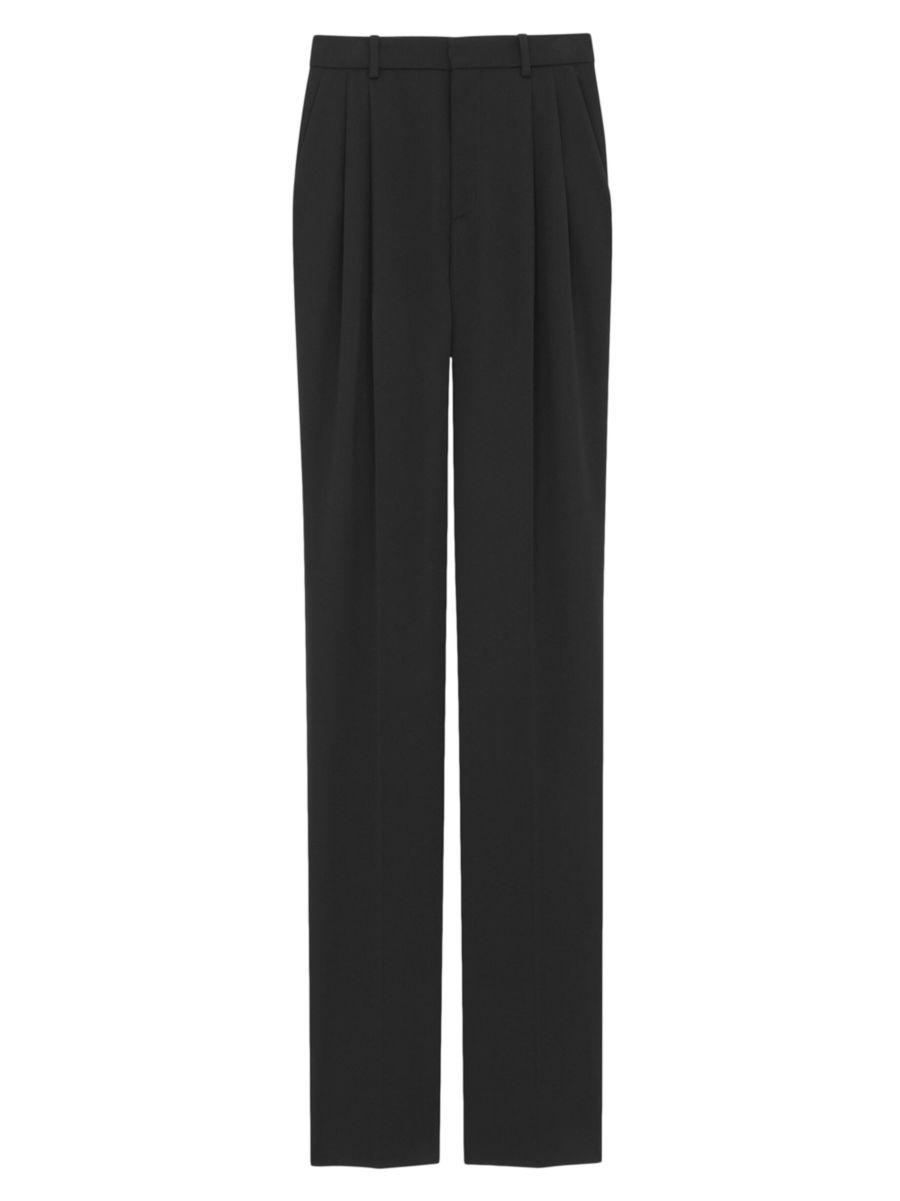 High-waisted Pants In Grain De Poudre | Saks Fifth Avenue