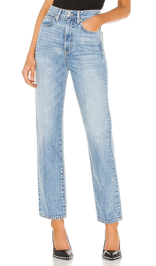 SLVRLAKE London High Rise Straight in Denim-Light. - size 24 (also in 23, 25, 26, 27, 28, 29, 31, 32) | Revolve Clothing (Global)