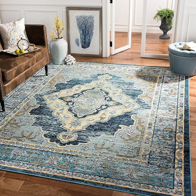 Safavieh Crystal Collection CRS500M Boho Chic Oriental Medallion Distressed Non-Shedding Stain Re... | Amazon (US)
