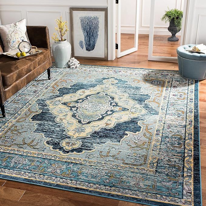 Safavieh Crystal Collection CRS500M Boho Chic Oriental Medallion Distressed Non-Shedding Stain Re... | Amazon (US)