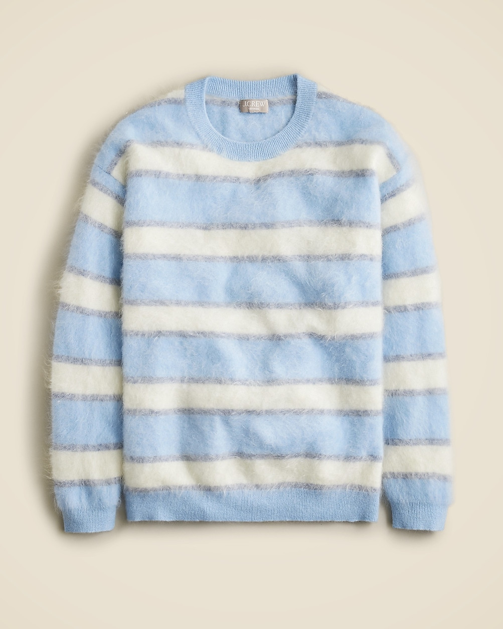 Brushed cashmere relaxed crewneck sweater in stripe | J. Crew US