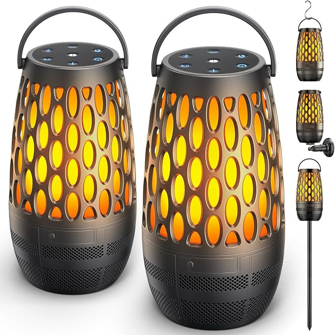 Outdoor Speakers Bluetooth Waterproof IPX6 with Flame Lights, Gadget Gifts for Dad Her Him, Hd St... | Amazon (US)