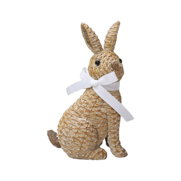 Easter Bunny Figurine Resin Rattan Woven Rabbit Statue Decorative Crafts Presen | Walmart (US)