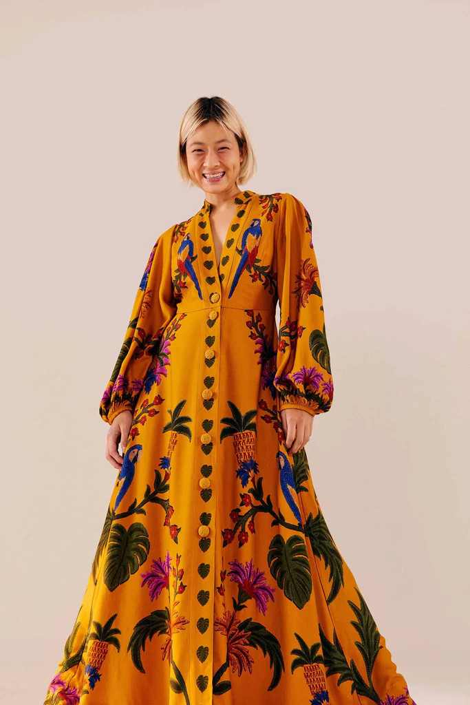 yellow tropical tapestry maxi dress | FarmRio (US)