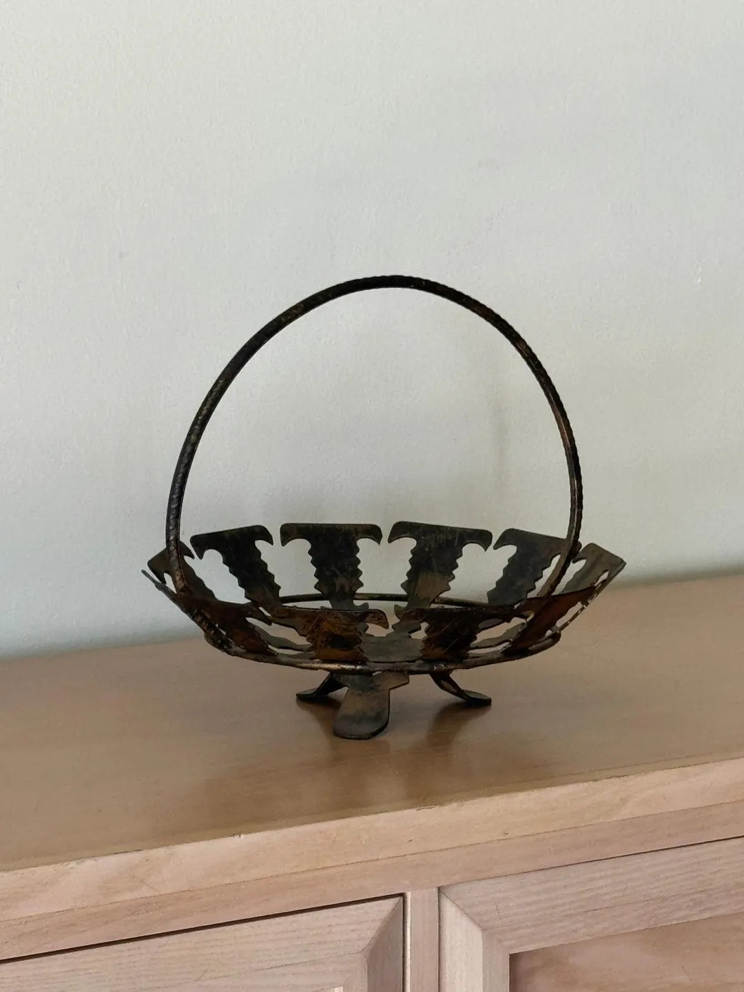 Vintage Brutalist Iron Fruit Bowl with Handle | Etsy (US)