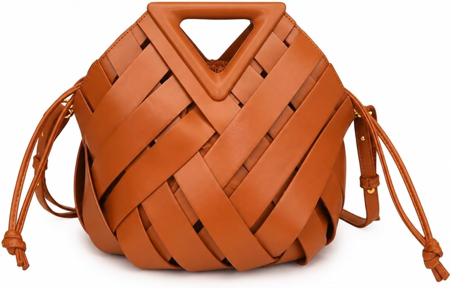 Woven Bucket Bag for Women, Retro Vegan Leather Bucket Purse, Crossbody Shoulder Bag Adjustable Strap, Top Handle Hobo Purse | Amazon (US)