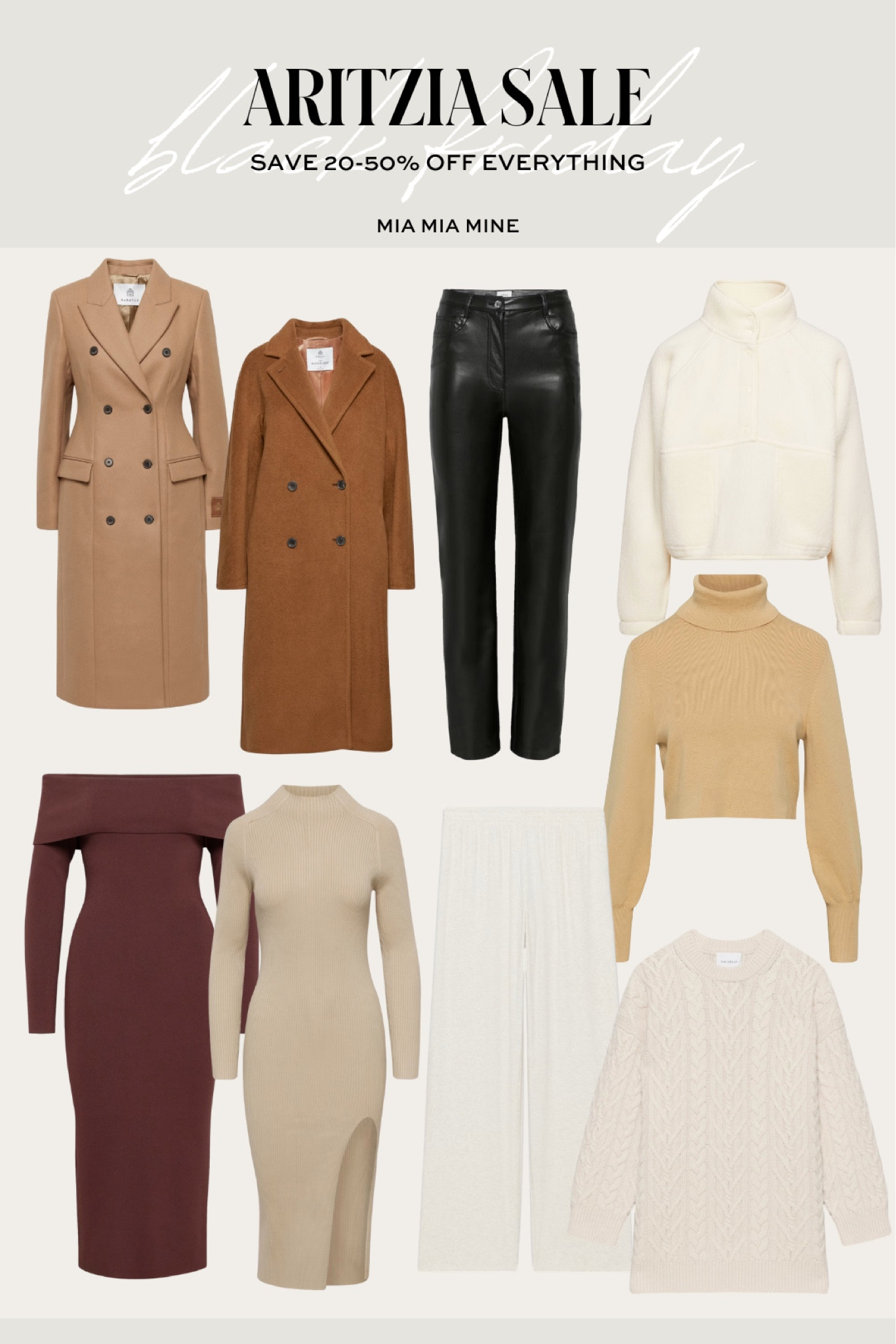 Aritzia Black Friday sale picks 
Camel coats on sale
Winter basics on sale
Sweater dresses on sale 

#LTKSaleAlert #LTKCyberWeek #LTKFindsUnder100