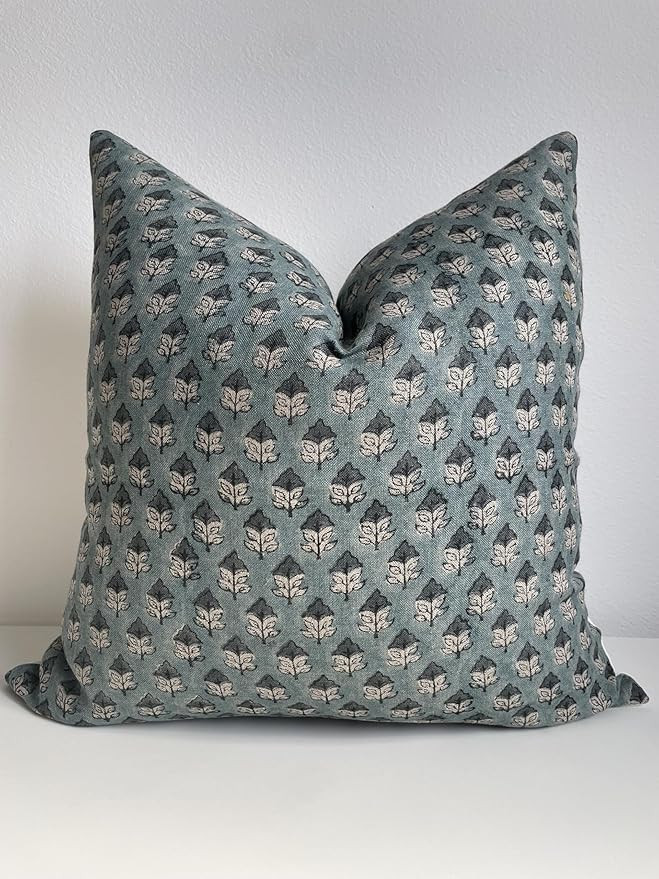 Canyon Theory Hand Block Print Organic Linen 20x20 Inch Throw Pillow Cover: Indoor Outdoor Sustai... | Amazon (US)