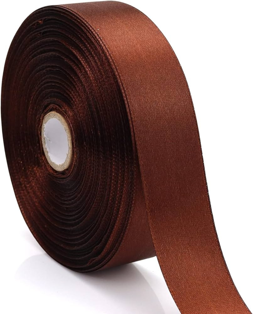 1 inch, Brown Ribbon for Gift Wrapping 50 Yards Perfect Wedding Party Wreath Sewing DIY Hair Acce... | Amazon (US)