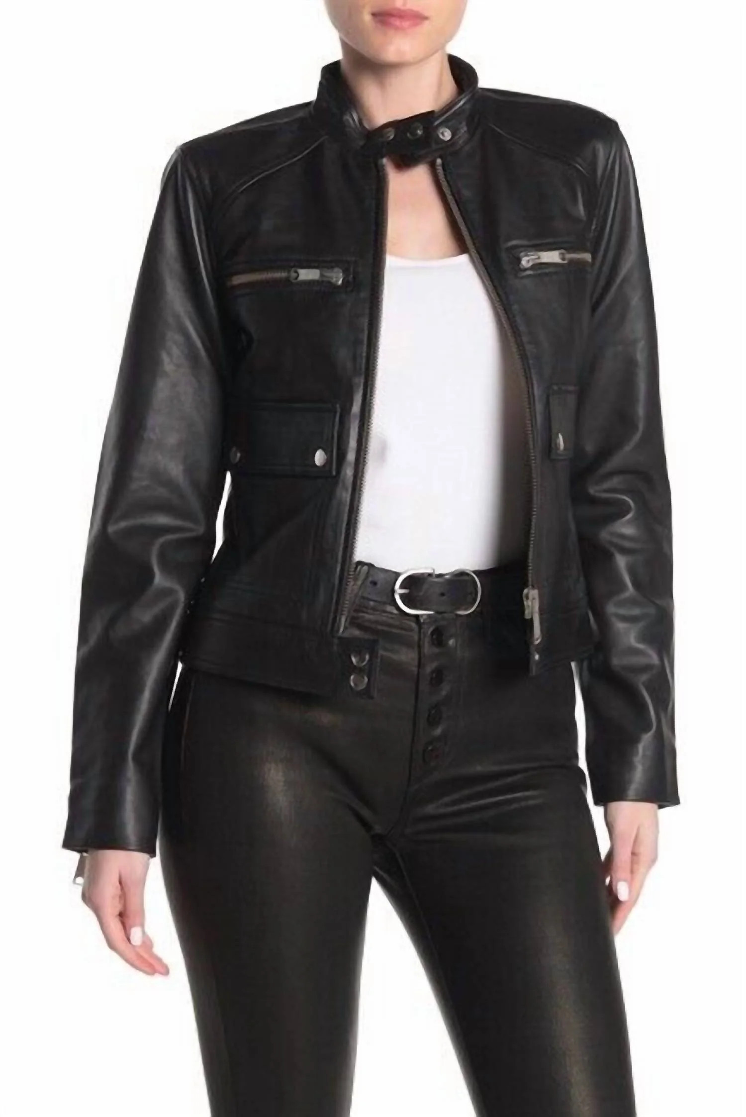 The Biker Leather Jacket In Black | Shop Simon