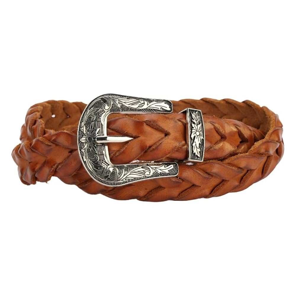 Women's Leather womens belt Genuine Leather Woven Western Style Vintage braided leather belt Men ... | Amazon (US)