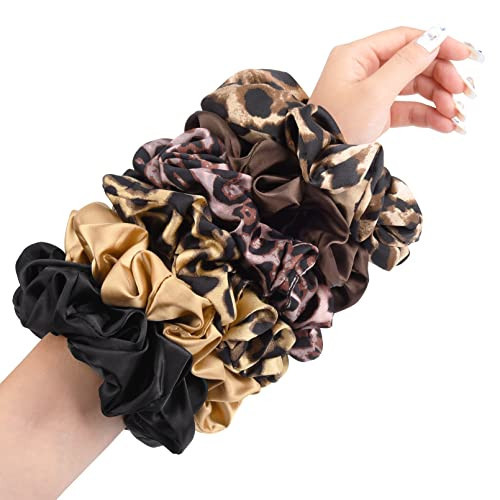XL Big Silk Scrunchies for Women CEELGON Extra Large Scrunchie Satin Oversized Silk Thick Elastic Fluffy Hair Ties Jumbo Gigantic Soft Chiffon Cute Scrunchy Hair Scrunchies 6 Pack | Amazon (US)