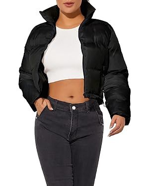 Hujoin Women's Crop Short Jacket Cropped Puffer Fashion Jackets for Women Warm Winter Lightweight... | Amazon (US)