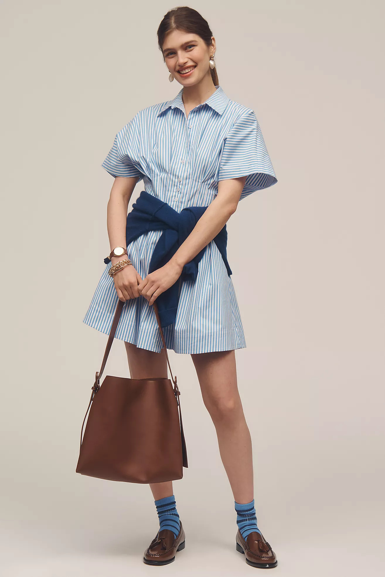 The Tobie Button-Front Pleated Shirt Dress by Exquise: Mini Edition | Anthropologie (US)