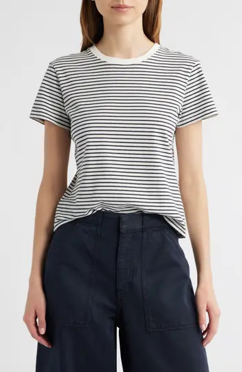 FRAME The Stripe Baby Tee in Navy Multi at Nordstrom Rack, Size Large | Nordstrom Rack