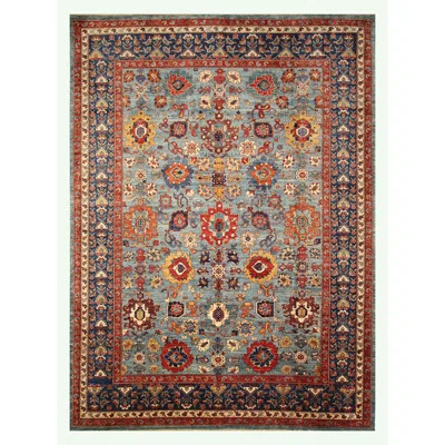 High-Quality Hand-Knotted Light Blue And Blue Area Rug | Wayfair North America