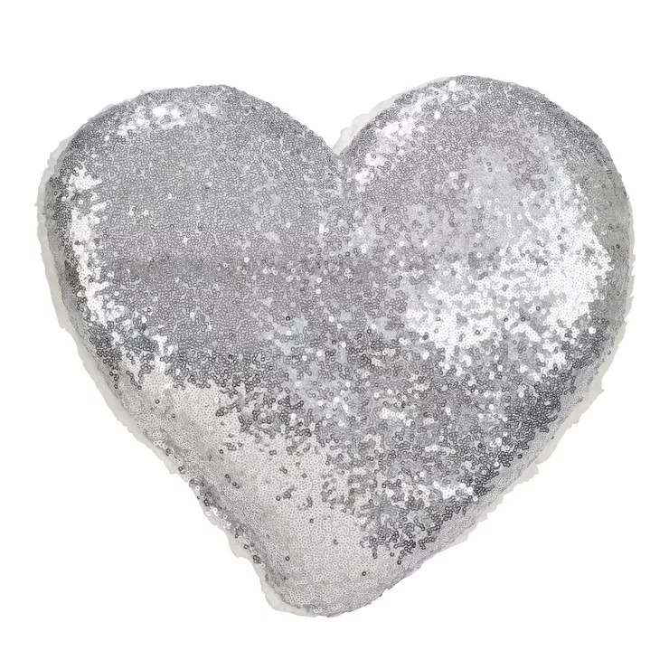 Poly Filled Heart Sequin Throw Pillow Silver - Saro Lifestyle | Target