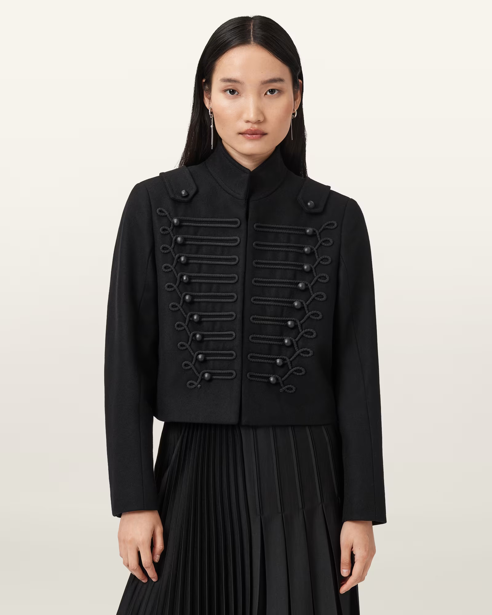 Rummy Cropped Wool Blend Jacket Black | ALLSAINTS US | AllSaints US