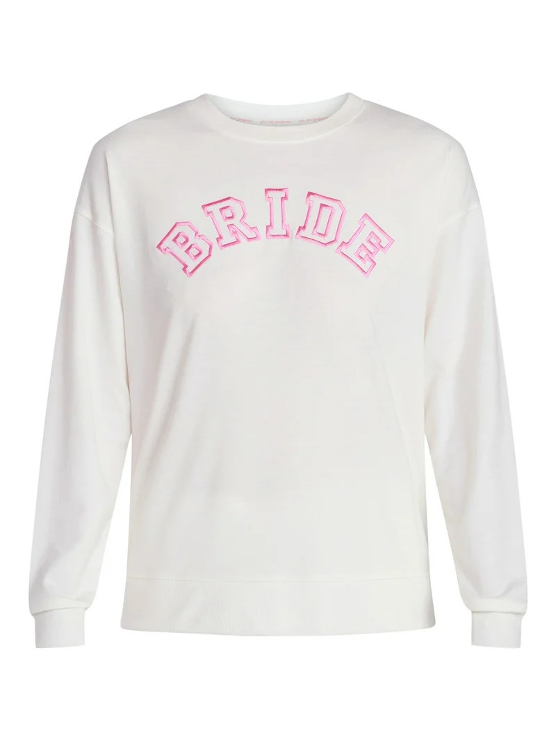 Joyspun Women's French Terry Knit Long Sleeve Sleep Top, Sizes XS-3X | Walmart (US)