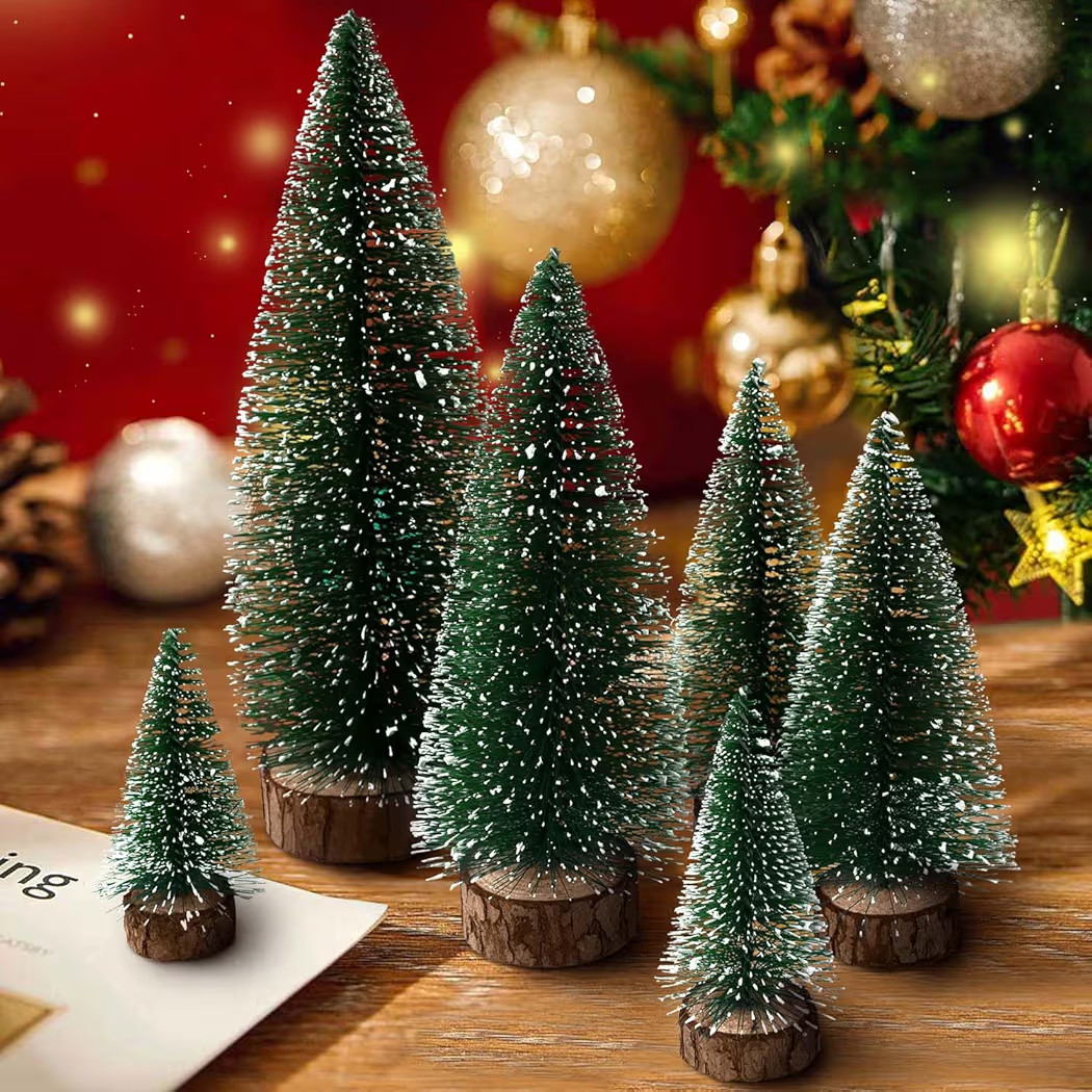 6pcs Mini Christmas Trees Decorations Small Bottle Brush Trees,Artificial Tabletop Christmas Tree... | Amazon (US)