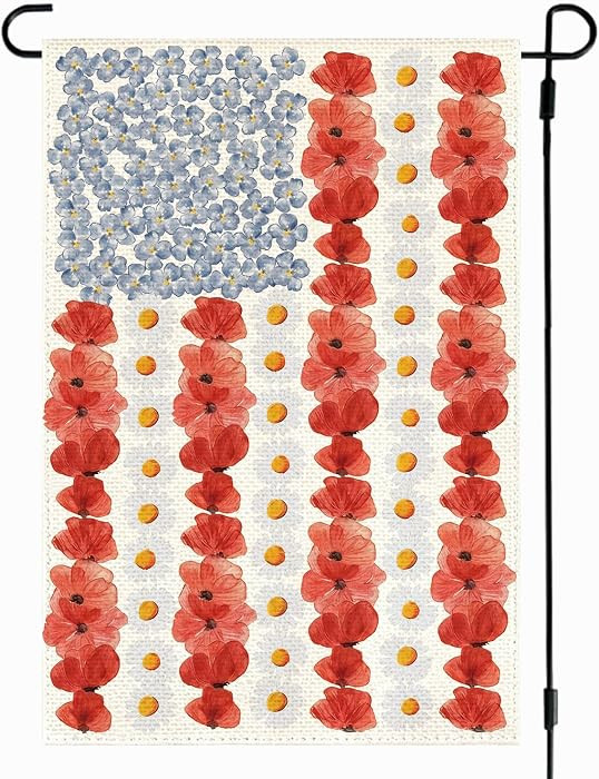 RABUSOFA Myosotis Poppy Memorial Day Garden Flag Double Sided,Patriotic American Flag Yard Outdoo... | Amazon (US)