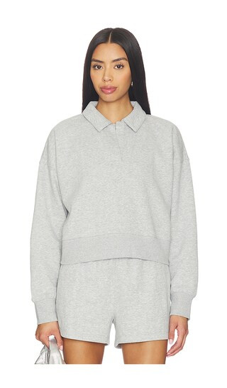 Luxefleece Collared Sweatshirt in Light Gray Heather | Revolve Clothing (Global)