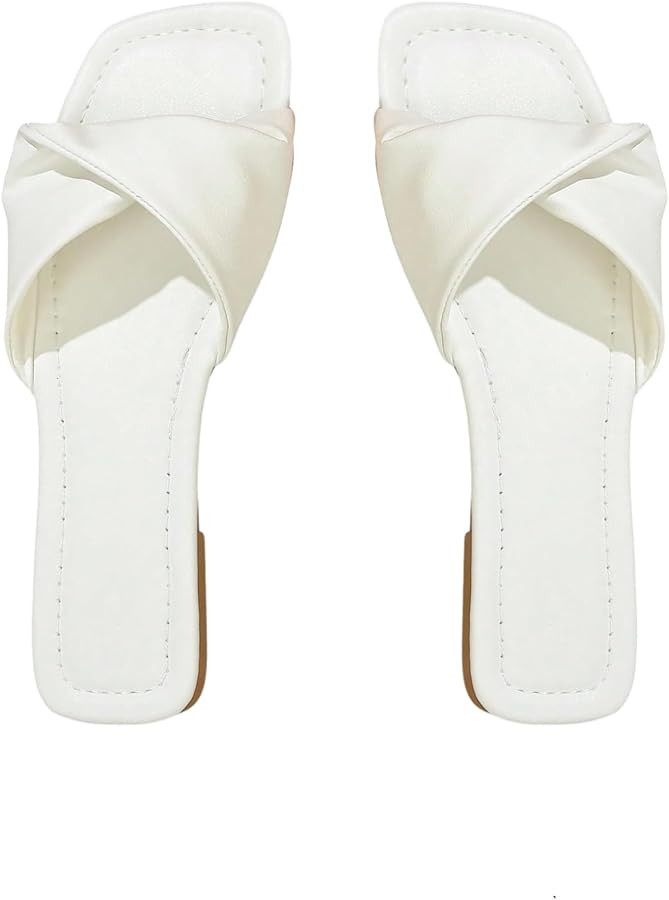GORGLITTER Women's Dressy Sandals Comfortable Flat Casual Fashion Square Open Toe Slip On Sandals... | Amazon (US)