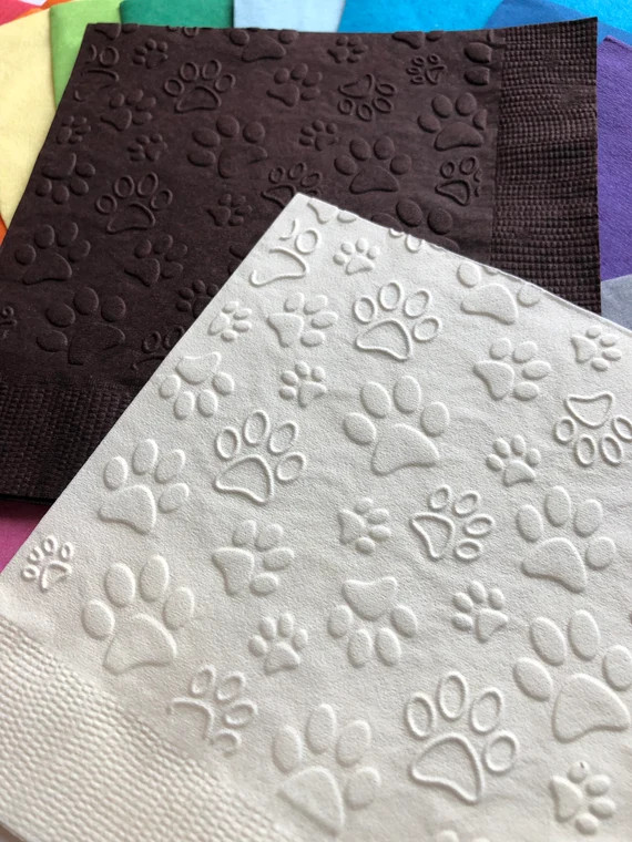 DOG PAW PRINT Embossed Paper Cocktail Drink Cake Party | Etsy | Etsy (US)