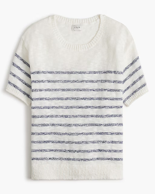 Striped short-sleeve relaxed beach sweater | J.Crew Factory