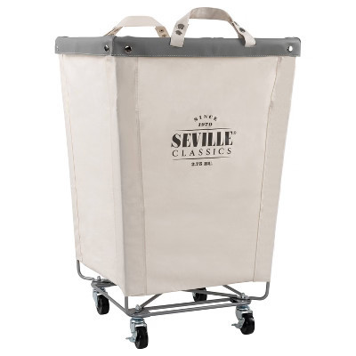 Seville Classics Commercial Heavy Duty Laundry Hamper Canvas Cream: Rolling Clothes Hamper with Wheels, Portable, Solid Pattern | Target