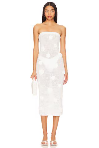 Lovers and Friends Everla Rosette Midi Dress in Ivory from Revolve.com | Revolve Clothing (Global)