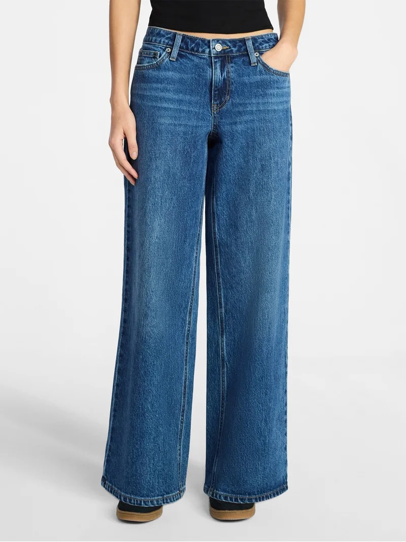 No Boundaries Mid-Rise Baggy Jeans, 31" Inseam, Women's 00-20 | Walmart (US)