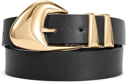 XZQTIVE Women's Leather Belts for Jeans Dress Pants Black Brown Belts for Women Ladies Waist Belt... | Amazon (US)