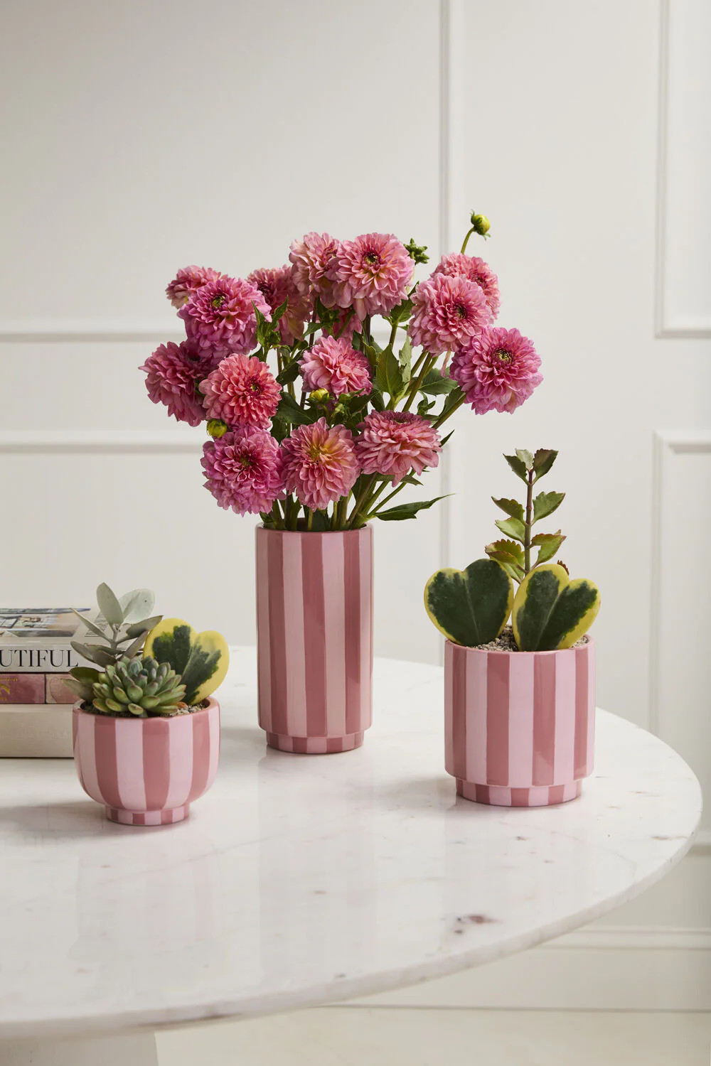 Pink Striped Compote Bowl/Pot | Auden & Avery