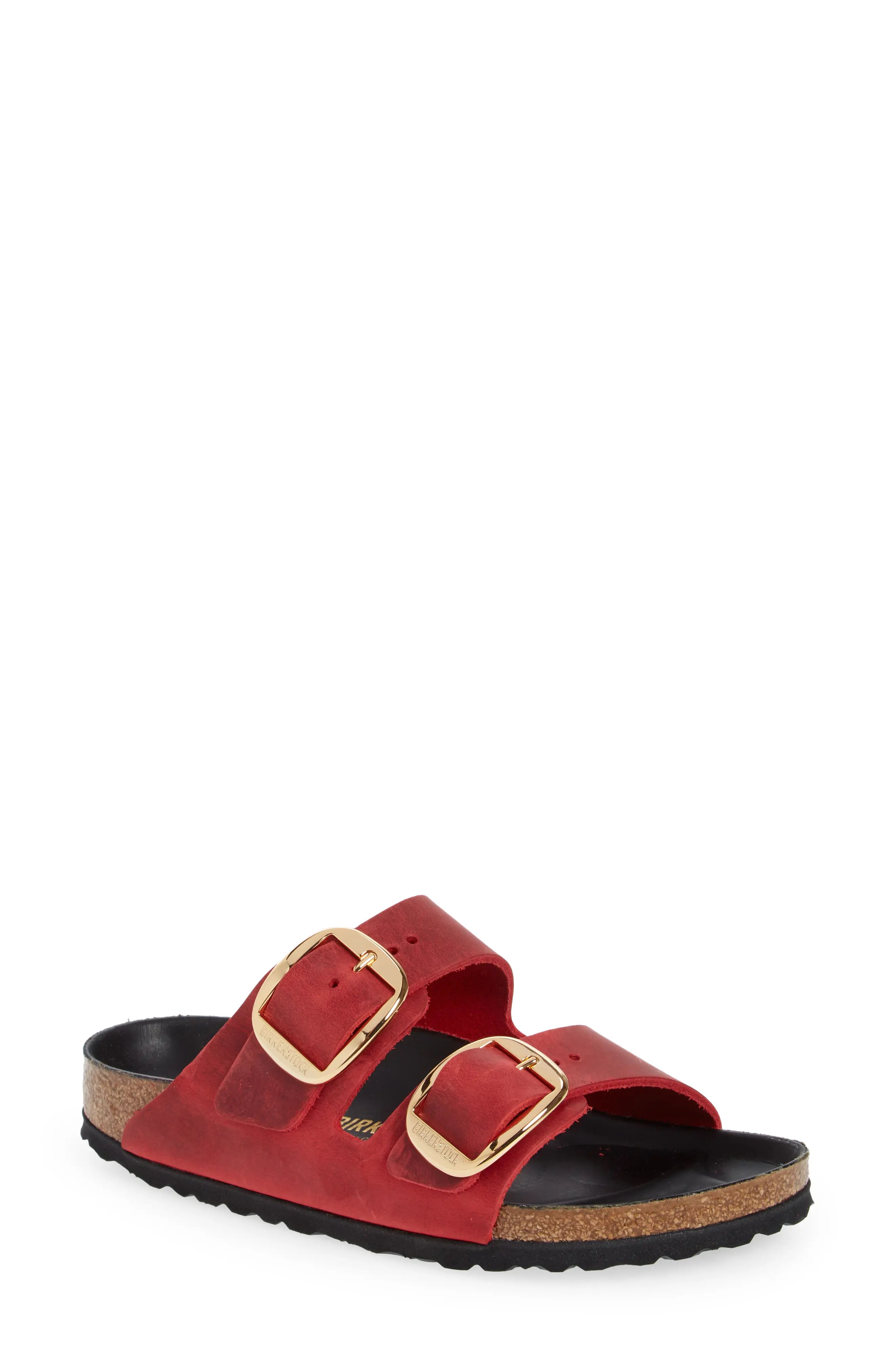 Birkenstock Arizona Big Buckle Slide Sandal in Fire Red at Nordstrom, Size 7-7.5Us | Nordstrom