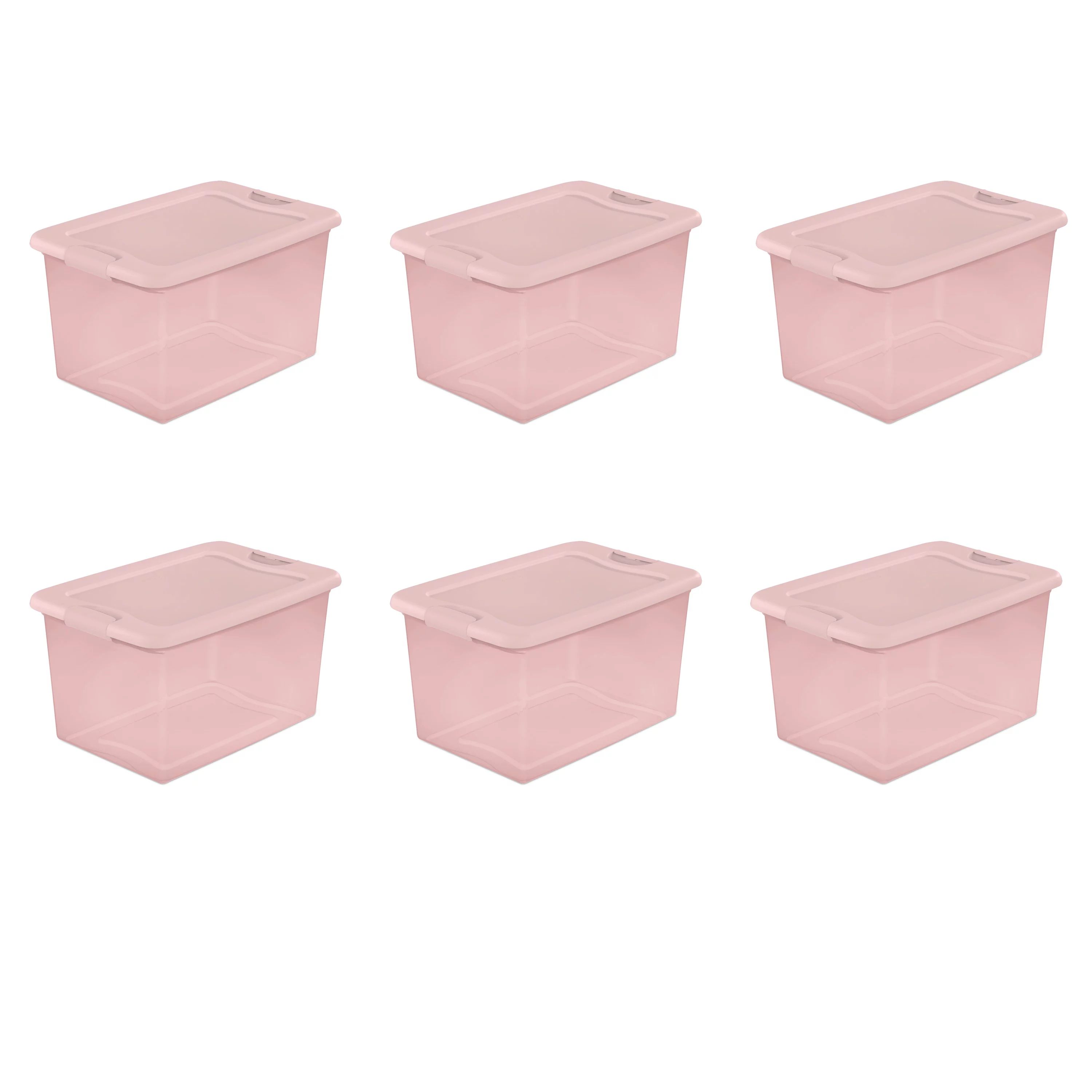 Sterilite 64 Qt. Latching Box Plastic, Blush Pink Tint, Set of 6 | Walmart (US)