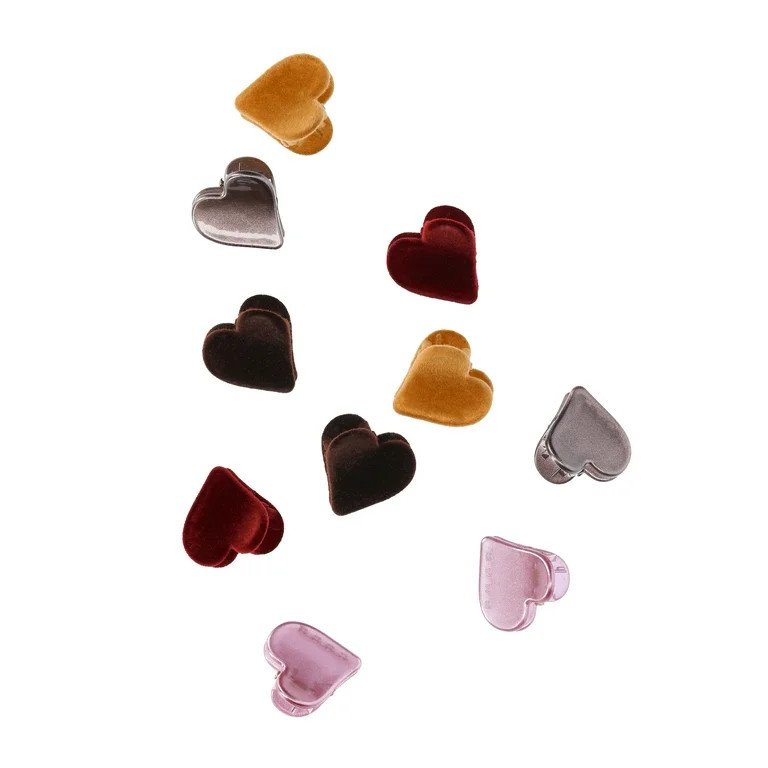 No Boundaries 10 Pack Mini Heart Claw Clip, Blush/Brown | Walmart (US)