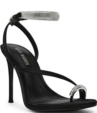 Tia Satin Rhinestone Hardware Ankle Strap Toe Loop Dress Sandals | Dillard's