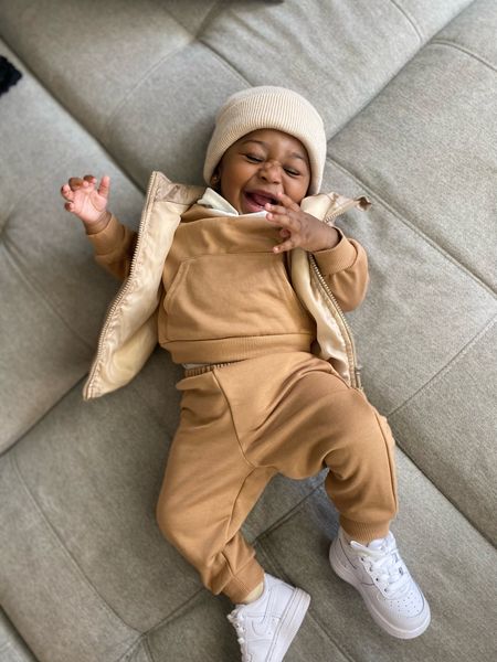 Follow his instagram @officialbabykj for more baby boy fashion inspiration 

Age in photo: 7M
Hat size: 6-12M
Vest size: 9-12M
Hoodie/Pants set size: 6-9M
Shoe size: 4c

#LTKbaby #LTKkids #LTKfamily