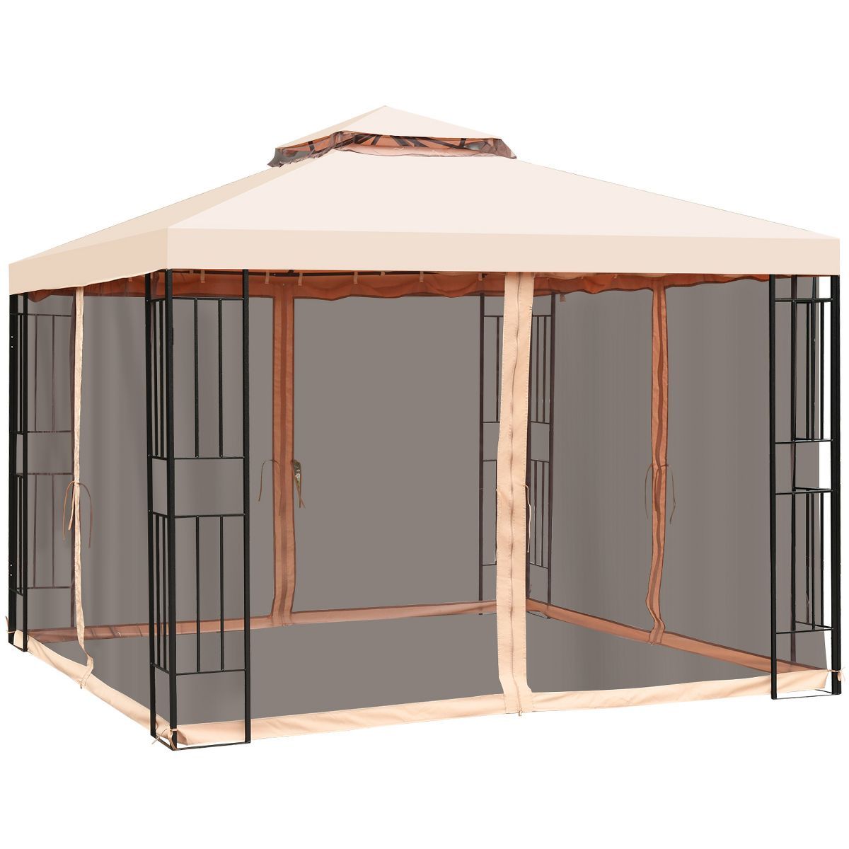 Tangkula 10'x10'Outdoor Canopy Gazebo Art Steel Frame 2-Tiers Party Patio Large Canopy Gazebo W/N... | Target