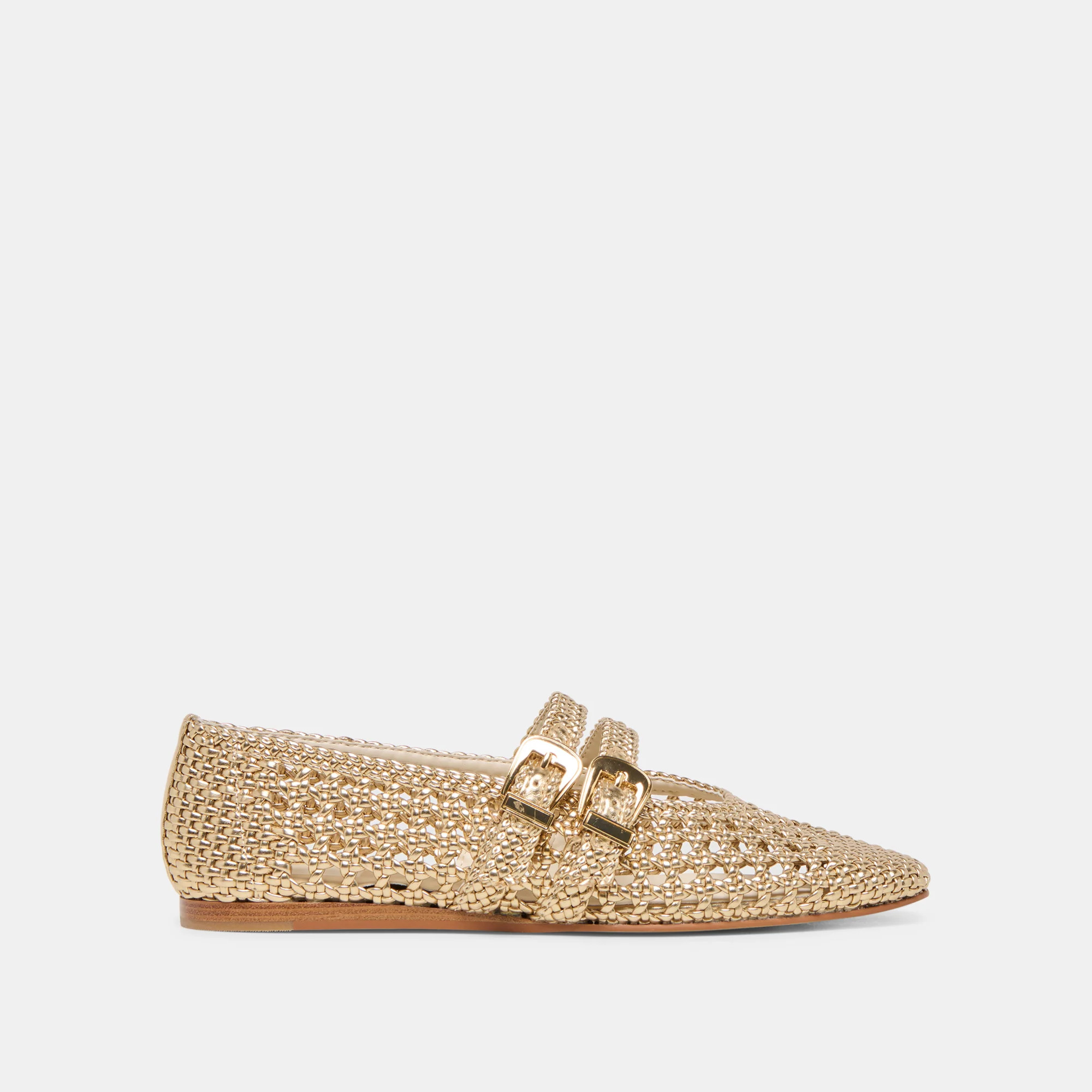 Baylee Woven Ballet Flats Gold Woven Stella | DolceVita.com