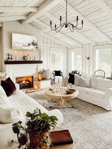 Cozy Winter Living Room! #winterdecorating #farmhousestyle #vintagefarmhouse #vintagestyle

#LTKhome #LTKSeasonal