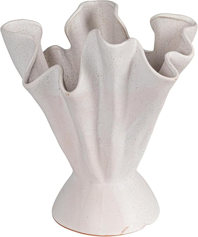 Bloomingville Stoneware Ruffled Vase, Cream | Amazon (US)