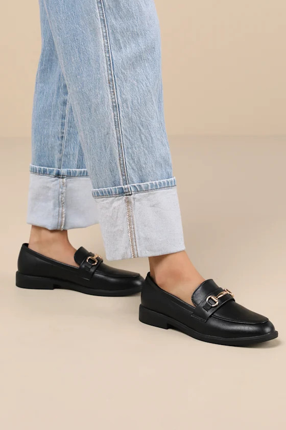 Wrenlie Black Horsebit Loafer Flats | Lulus