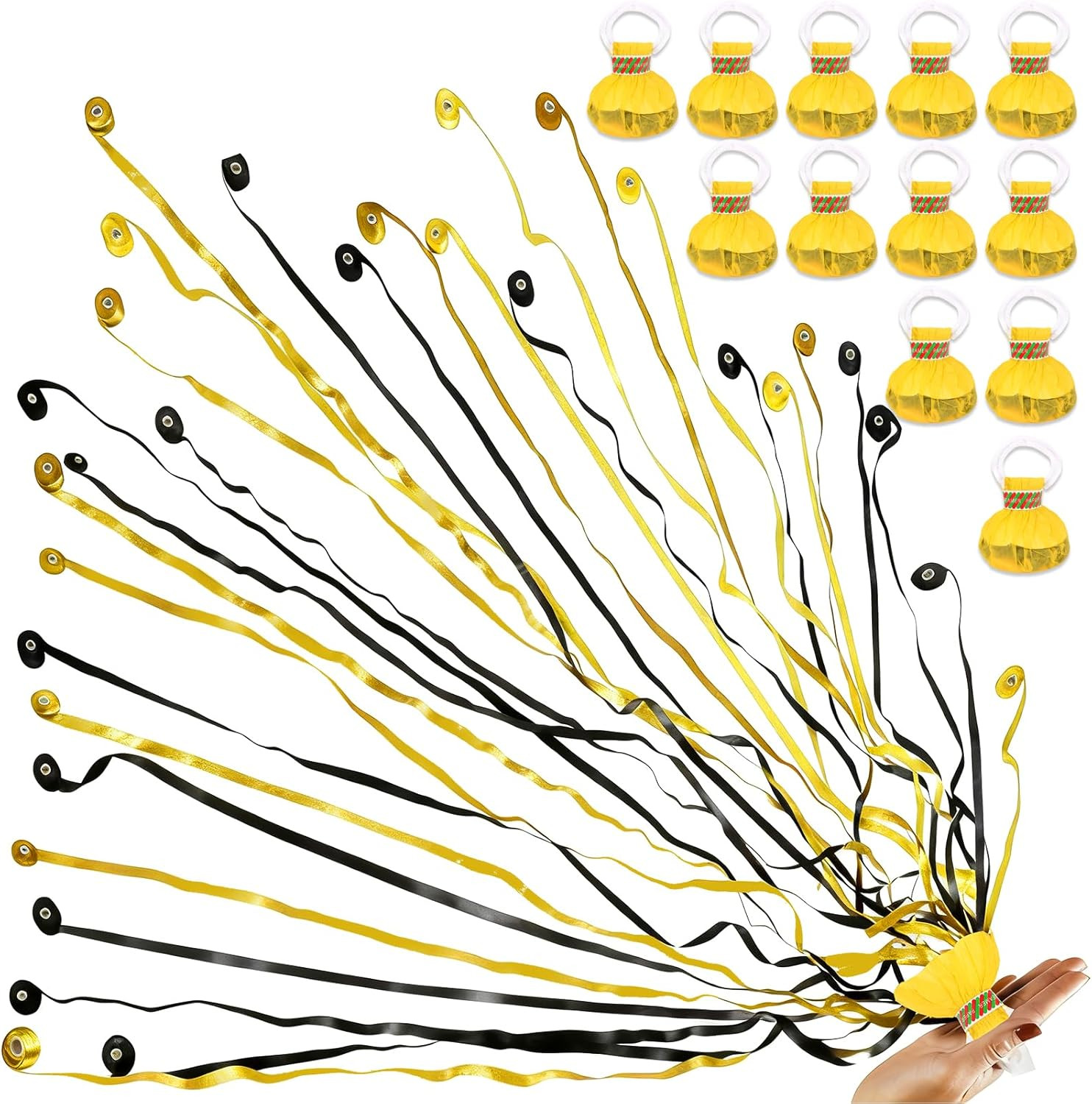 DPKOW 12 Stk No Mess Streamer Poppers, Black Gold New Years Poppers for Graduation Wedding Birthd... | Amazon (US)