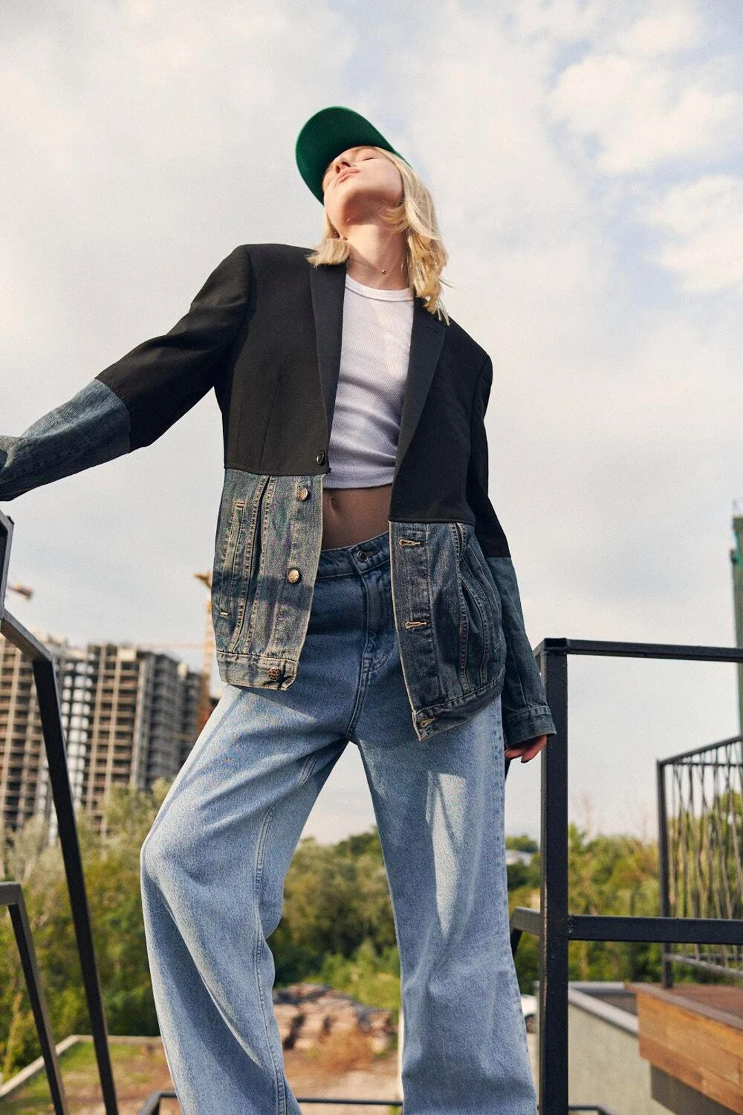 Black Vintage Wool Blazer With Denim. Half Jeans Jacket. - Etsy | Etsy (US)