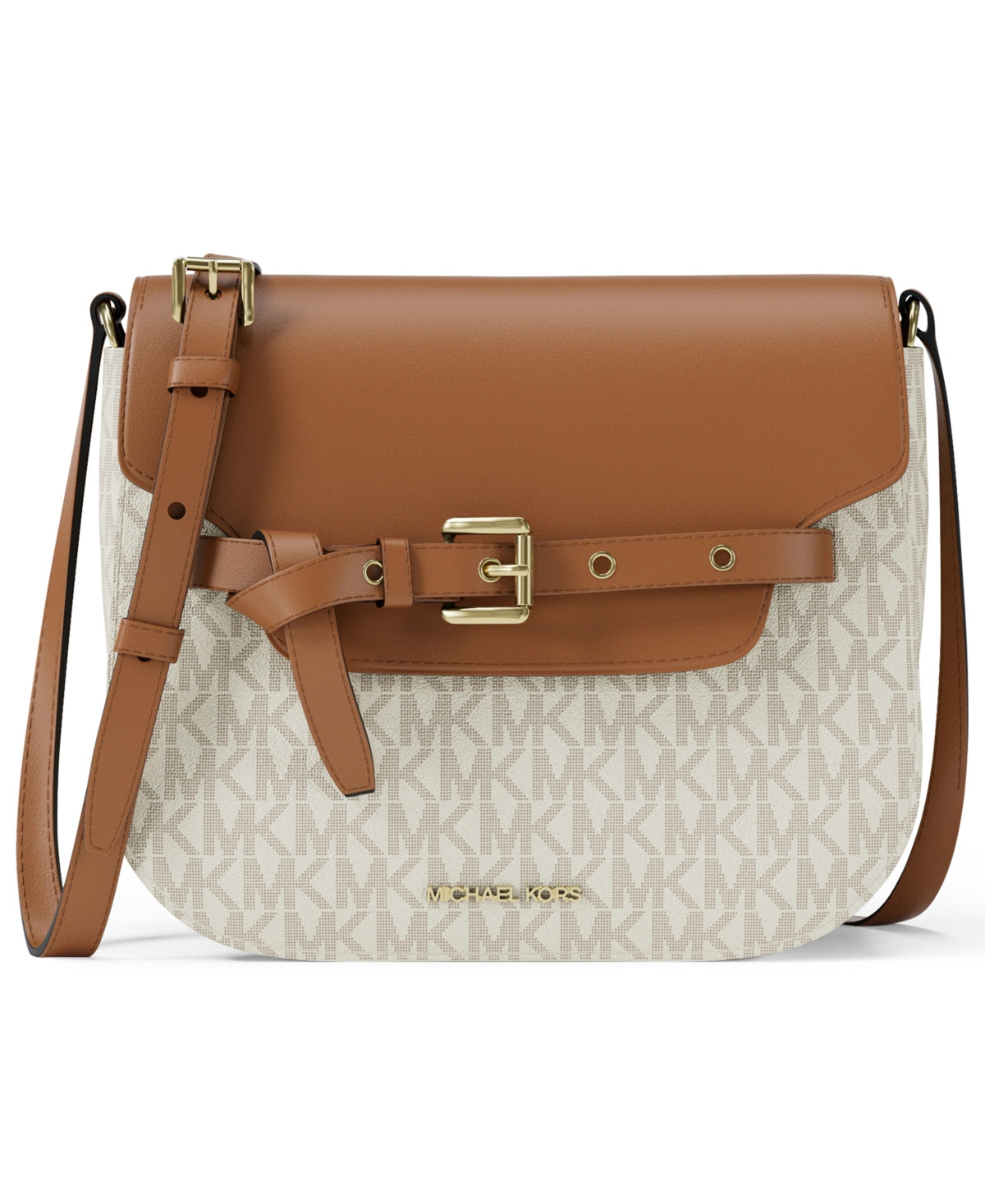 Michael Michael Kors Emilia Small Saddle Crossbody Bag - Vanilla/acorn | Macy's