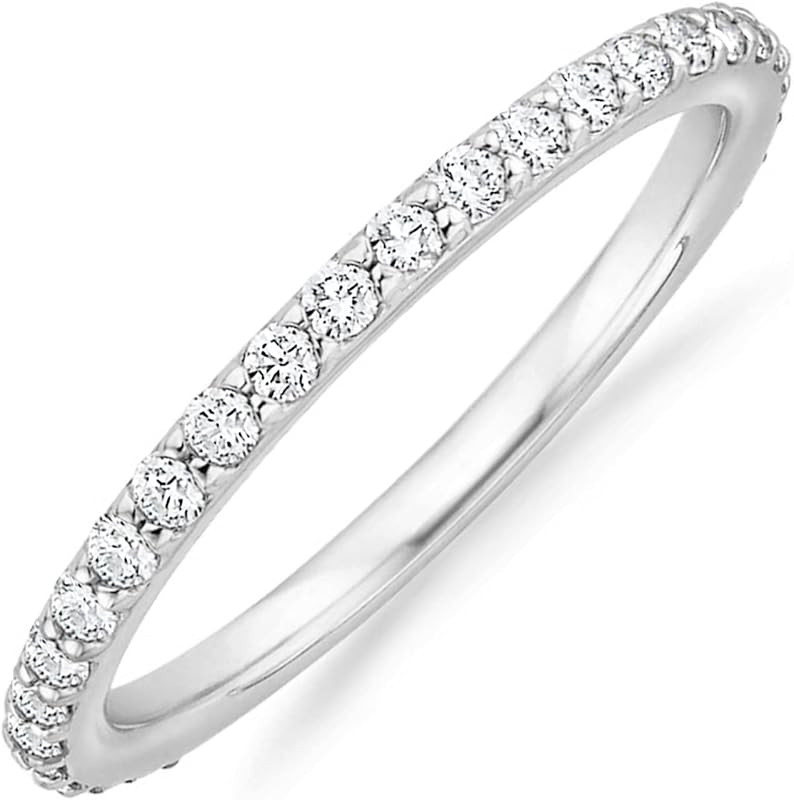 PAVOI 14K Gold Plated Cubic Zirconia Diamond Stackable Eternity Bands for Women | Amazon (US)