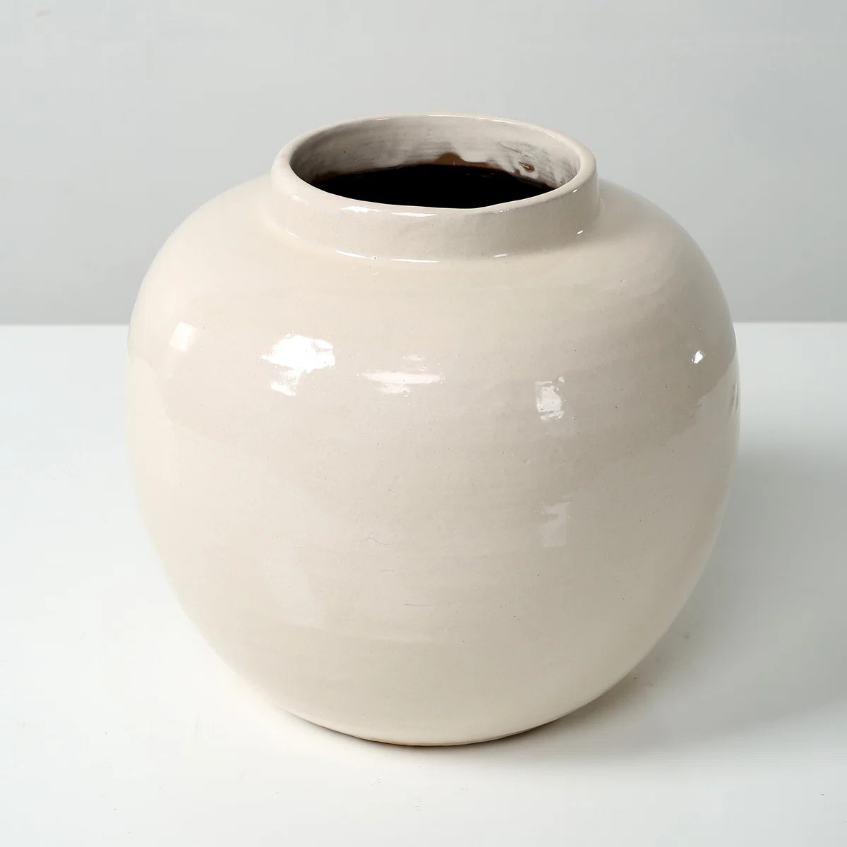 Approx. Off White Ceramic Round Pot (Opening) | Wayfair North America