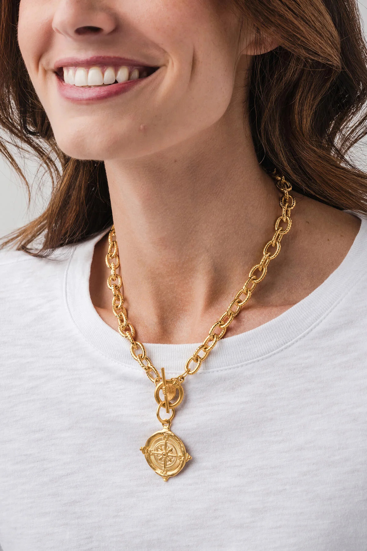 Susan Shaw Gold Compass Toggle Necklace | Social Threads